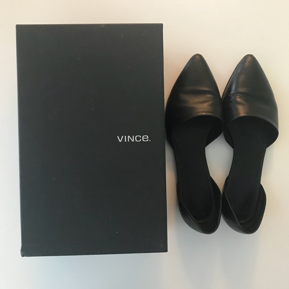 Vince Black Pointed Toe Flats